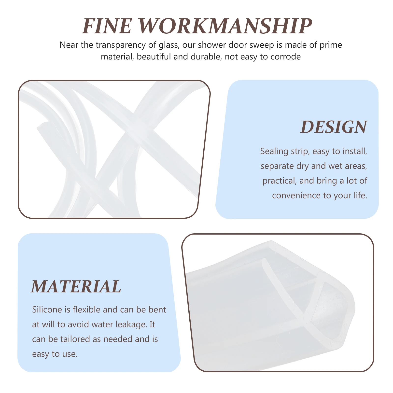 

Easy Install Silicone Rubber Frameless Glass Sealing Strip Waterproof Flexible Shower Strip For Sliding Bathroom Door