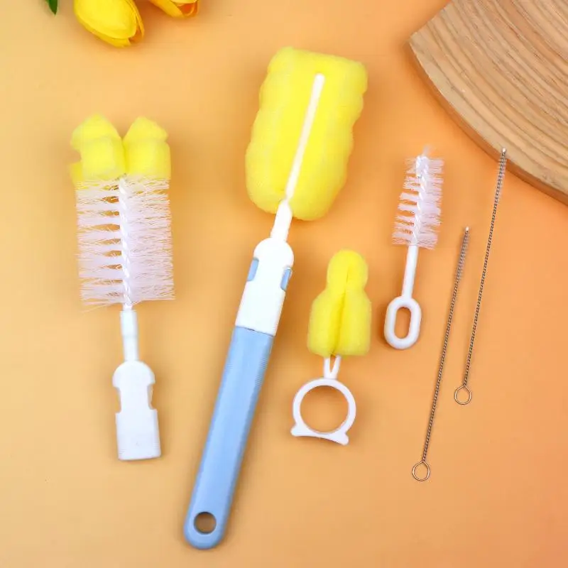 3/4/5/6Pcs Baby Bottle Cleaning Brush Set Handheld Soft Head Sponge Brush For Cleaning Kid Bowls Cups Coffee Mugs Home Cleaner