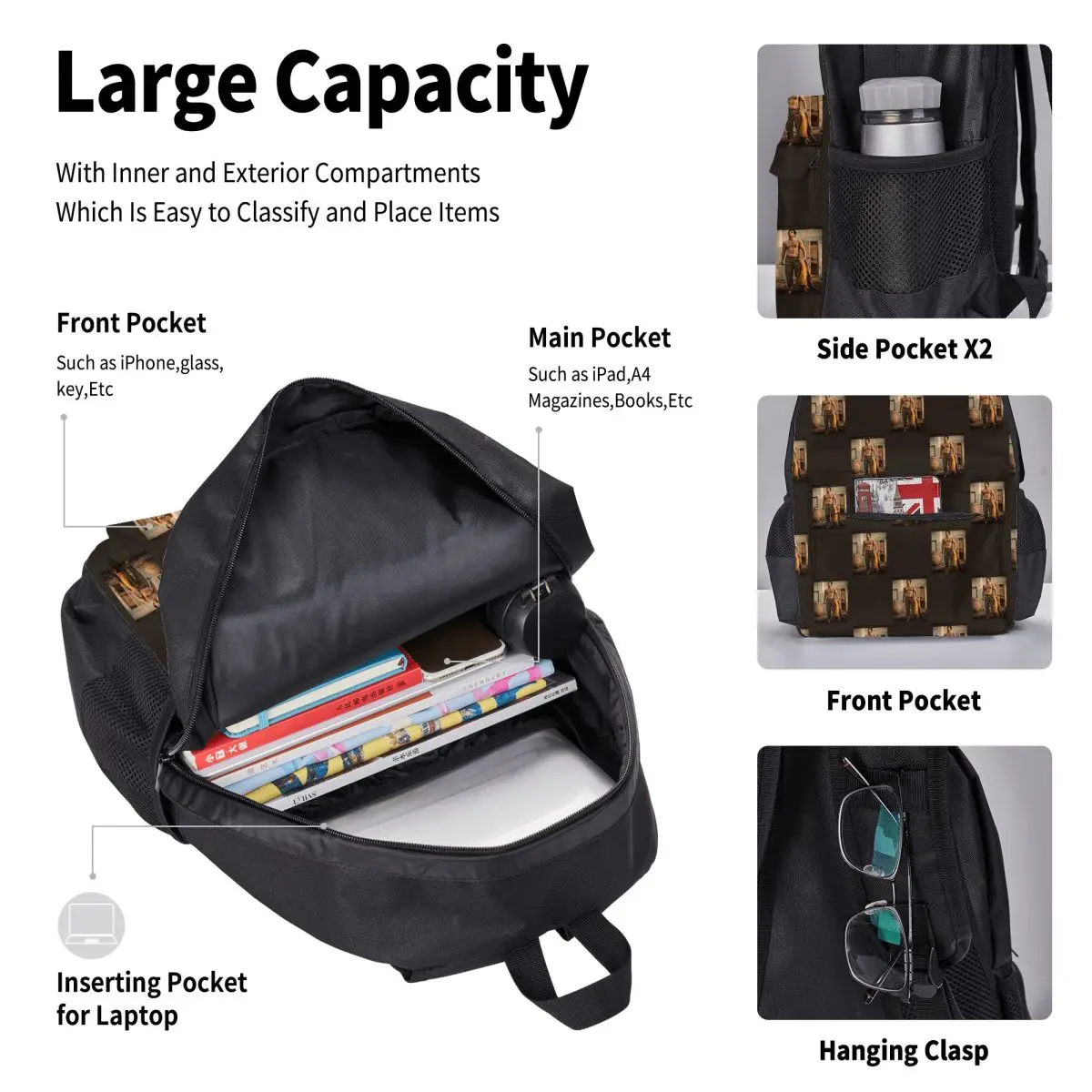 

Henry Cavill Backpacks Boys Girls Bookbag Children School Bags Kids Rucksack Lunch Bag Pen Bag Three-Piece Set
