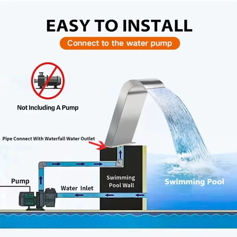 304 Stainless Steel Pool Fountain Shower Arched Cascade Water Curtain for Swimming Square villa courtyard landscape decoration