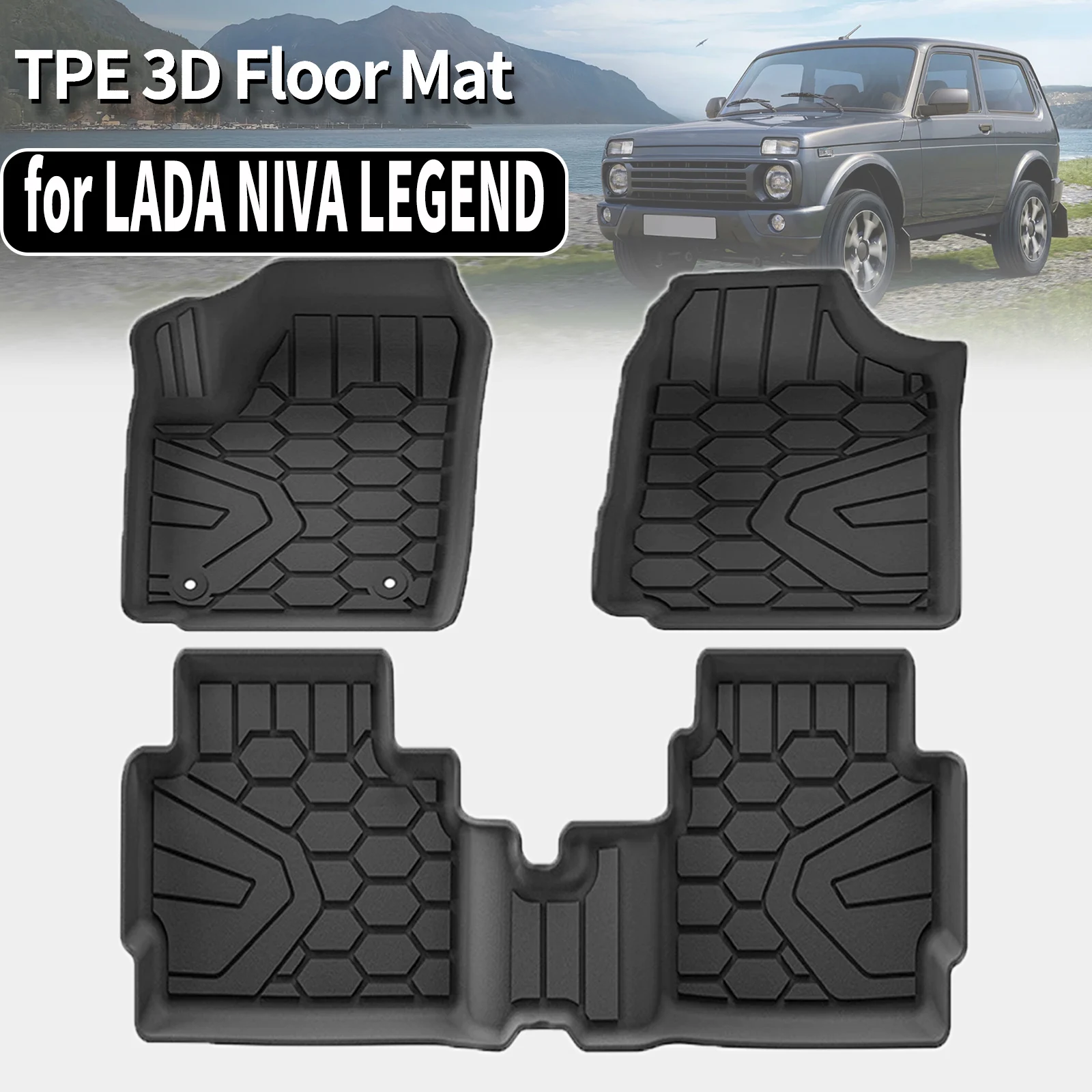 

for LADA NIVA LEGEND TPE Floor Mat & Trunk Pad Waterproof Non-Slip Easy Clean Car Accessories