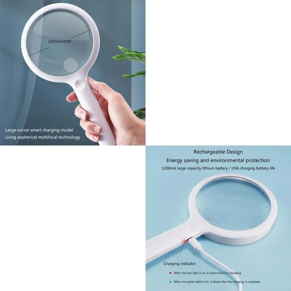 30X/60X Large LED Handheld Glass with Light Illuminated Reading Magnifier for Books Newspapers Map