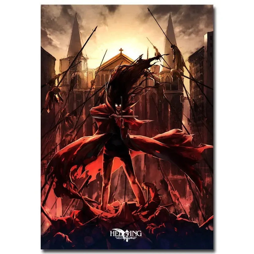 Hot New Game HELLSING Vampire Alucard-Silk Art Poster Wall Sticker Decoration Gift