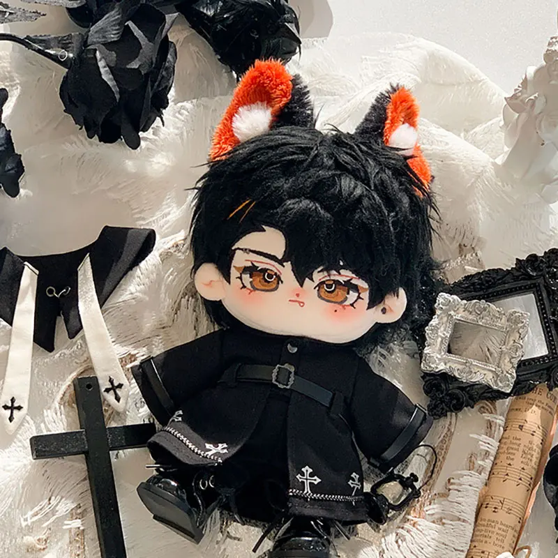 20cm Pluszowe ubranka dla lalek Fajne przystojne czarne spodnie wiatrówki Szal Skórzany pasek Ręcznie robiony zestaw Powrót do szkoły Sezon Prezent Zabawka