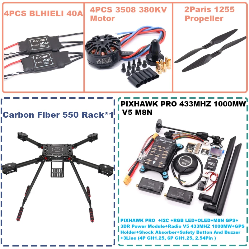 Angeltoy F550 NEW PIXHAWK PRO 32-bit flight controller autopilot M8N/M9N/M10 GPScarbon fiber quadcopter 40A ESC 3508 380KV Motor