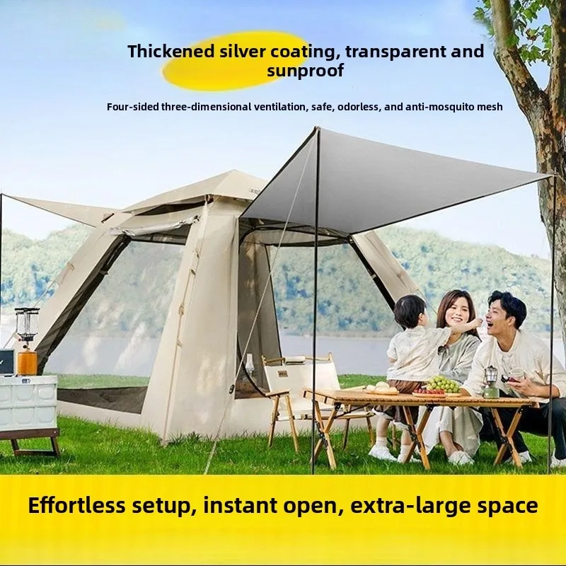Portable Outdoor Pop Up Tent Large Family Camping Shade Shelter Easy Setup Thick Blackout Fabric Garage Tent Beach Tent