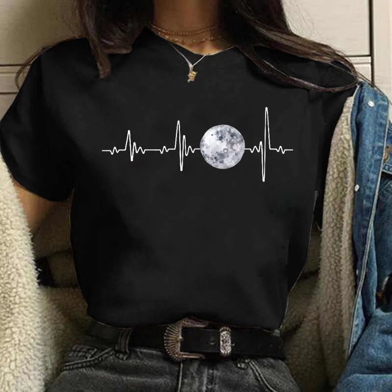 

Lunar Eclipse Colorful Moon Print Women T Shirt Short Sleeve O Neck Loose Women Tshirt Ladies Tee Shirt Tops Camisetas Mujer