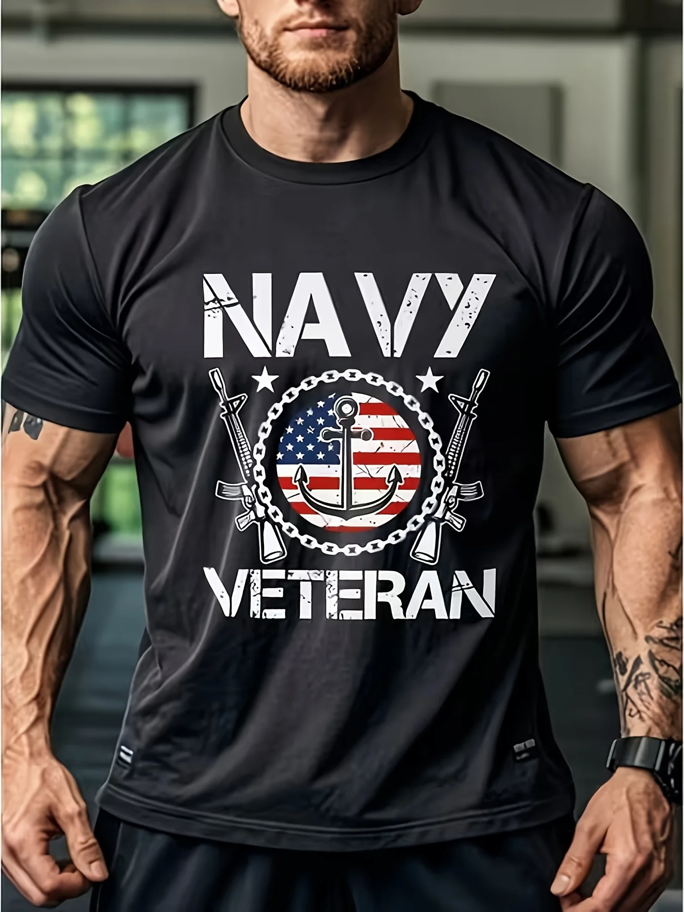 Navy Veteran Men's Black Printed T-Shirt Navy Veteran Happy Mother's Day T-Shirt Gift for Mom Best Mom Printed T-Shirt Gift, Plus Size
