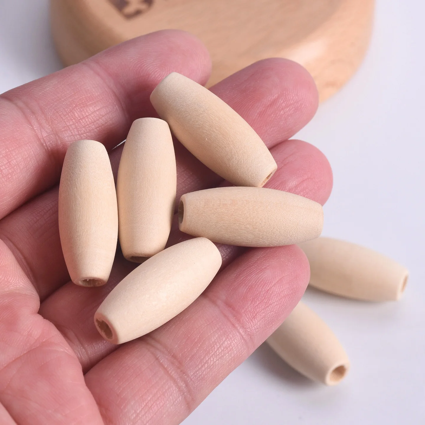 

10pcs 29x12mm Long Oval Rugby Shape Natural Wood Loose Handcraft Beads For Woodcraft DIY Jewelry Making