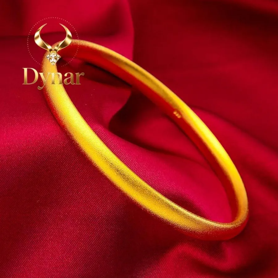Dynar Jewelry  24K gold circle solid closed-mouth bracelet AU999 full gold, round and uncensored minimalist design, thick bracel