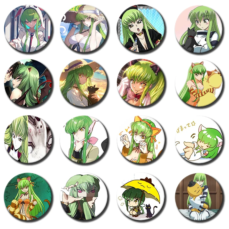Lindos pines con motivos de anime Code G-Geass C.C., hechos a mano, con cierre a presión, ideales para disfraces, broches, mochilas, ropa, adornos para el pecho y como regalo.