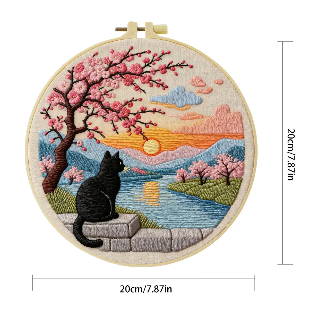 1 Stück 20X20CM/15X15CM 7,87/6,3 Zoll Tier - Katzen-Rückansicht Stickerei Starter-Kit DIY-Kit DIY-Stickerei-Set Handarbeiten – Detail 3