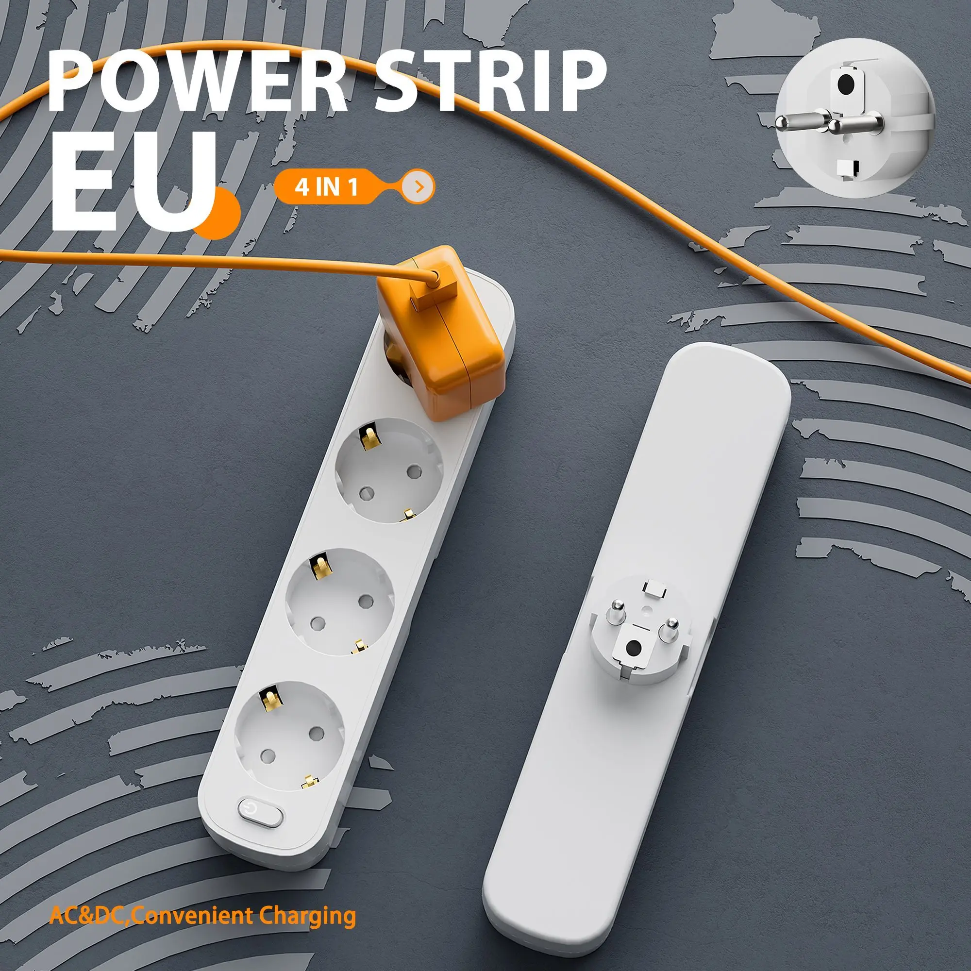 Wall Socket Extender with 2 3 4AC Outlets  Ports EU Plug Power Adapter Overload Protection Switch for Home/Office