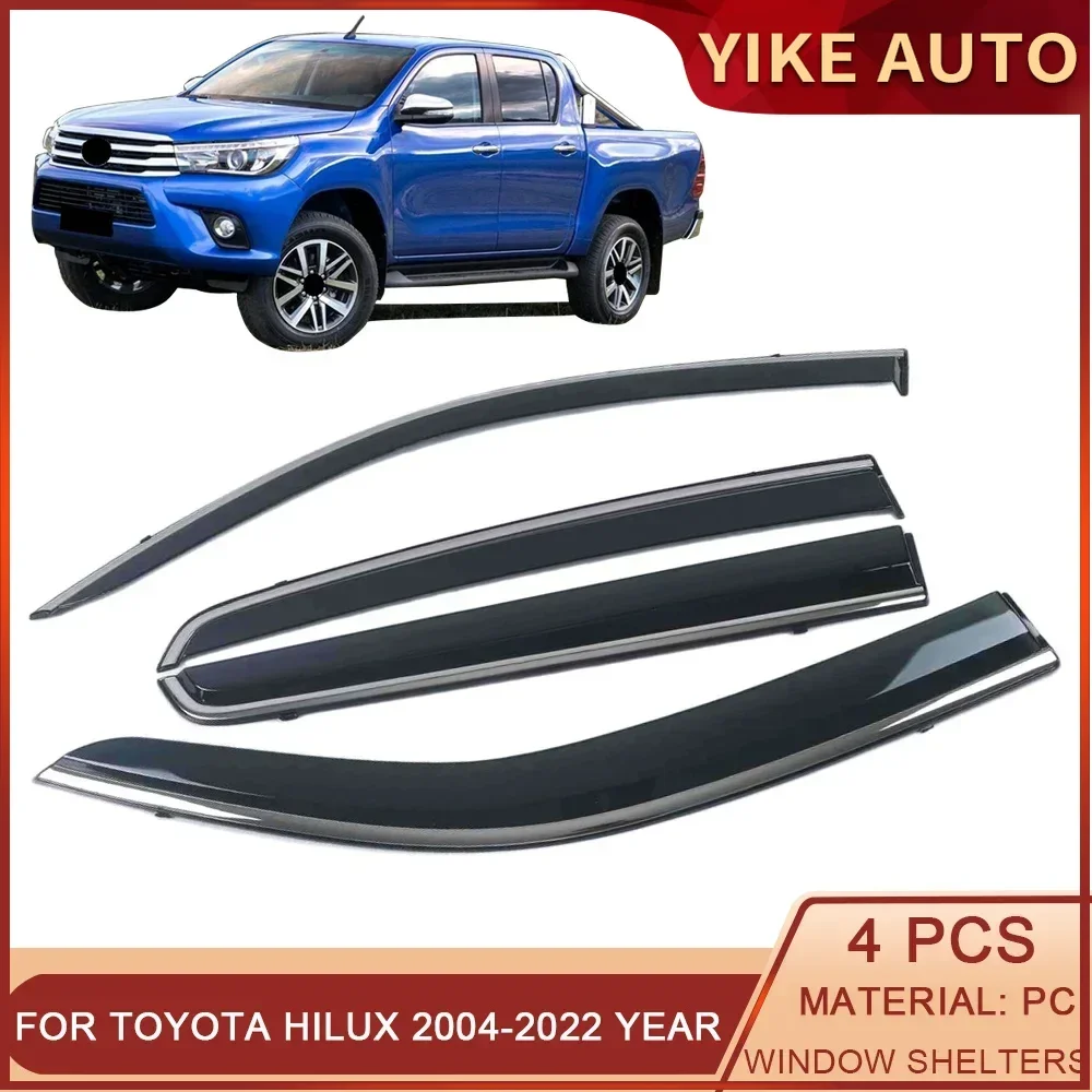 

For TOYOTA Hilux VIGO REVO 2004-2022 Car Window Sun Rain Shade Visors Shield Shelter Protector Cover Trim Frame Sticker