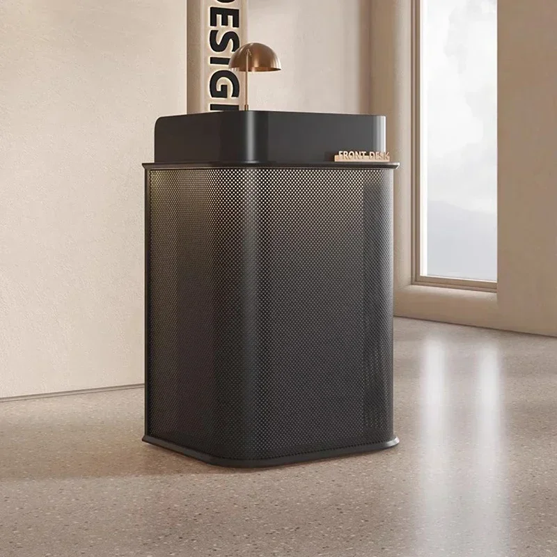 Small checkout page store reception desk front black restaurant welcome information guide paint customiz