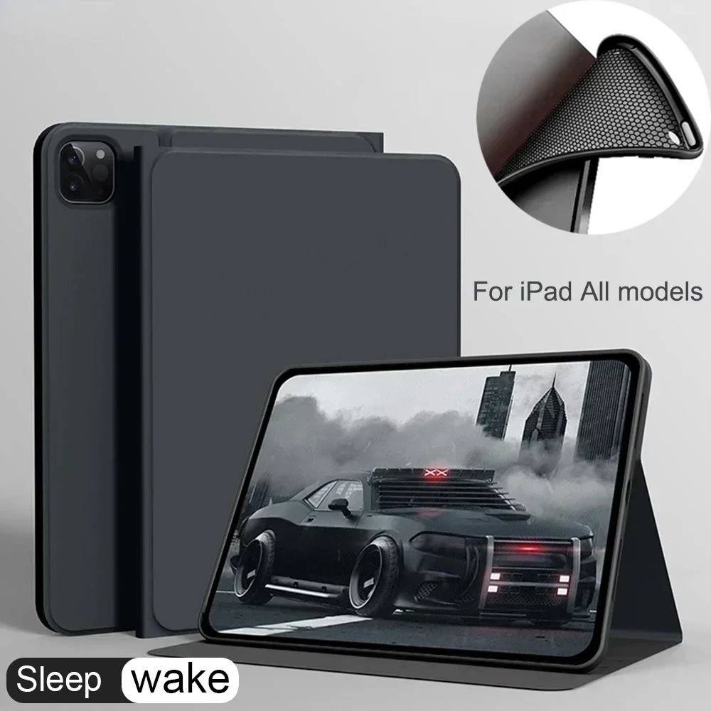 กรณีสมาร์ทสําหรับ Apple iPad Air 2 รุ่น 9.7 Air2 2014 ผ้าที่เป็นมิตรต่อผิวป้องกันฝาครอบขาตั้งปรับ fundas A1566 A1567