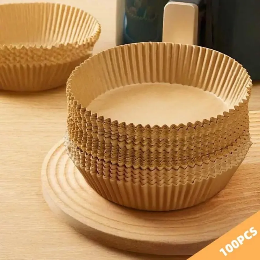 Air Fryer Liners 50 Pcs Non-Stick Food Grade Parchment Paper Oil-Proof Waterproof Easy Clean for Microwave Oven BBQ Kitchen Acce