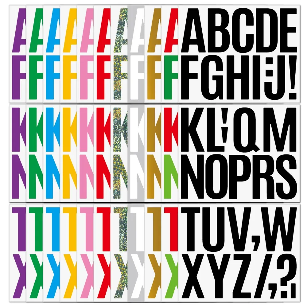 3Pcs/set 3 inch Multifunctional Letter Sticker Vinyl Waterproof Black White Gold Colorful DIY Sticker For Car Mailbox Decoration