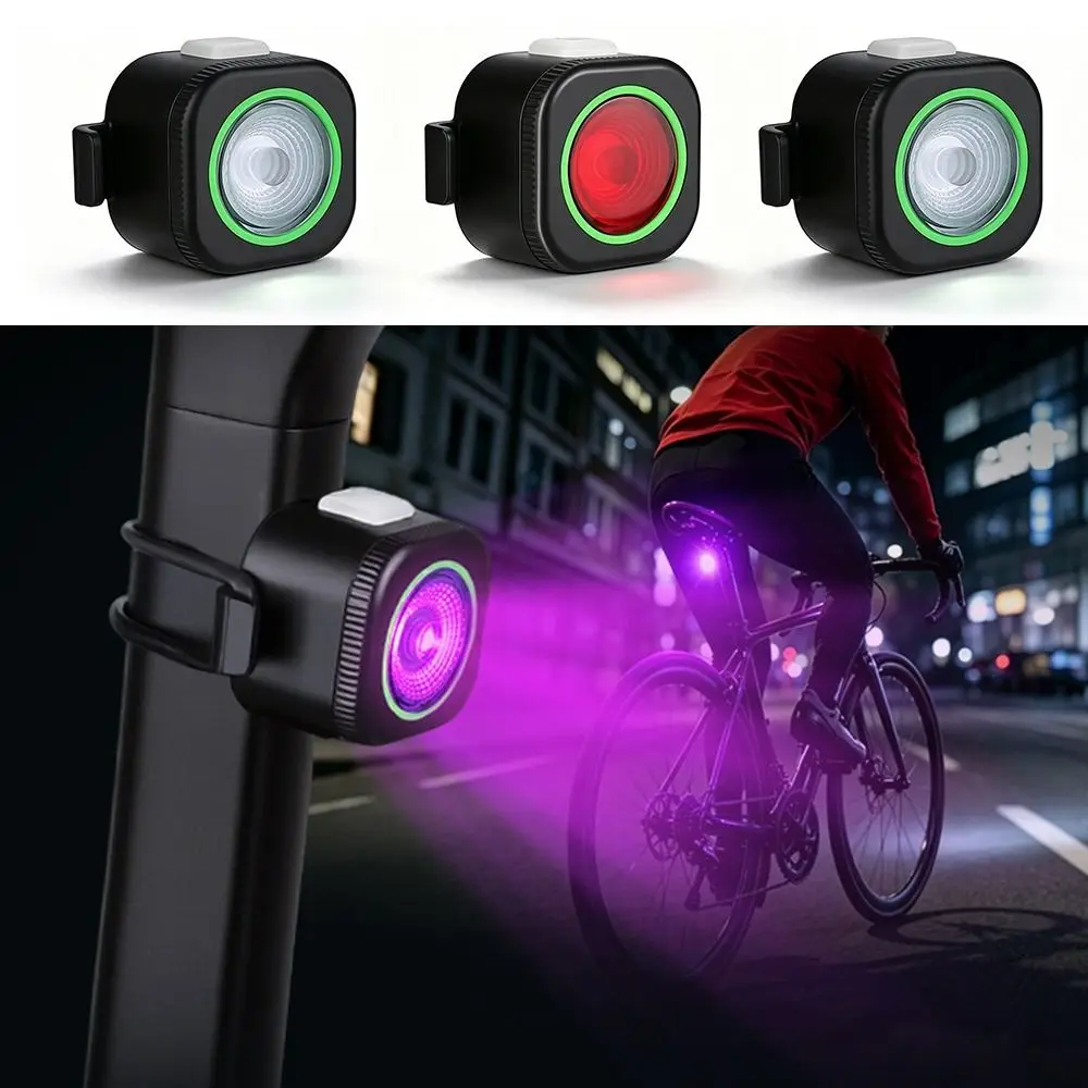 Red/White/Colorful Bicycle Tail Light Mini Waterproof Bike Rear Light 3 Models Type C Charging Cycling Accessories MTB
