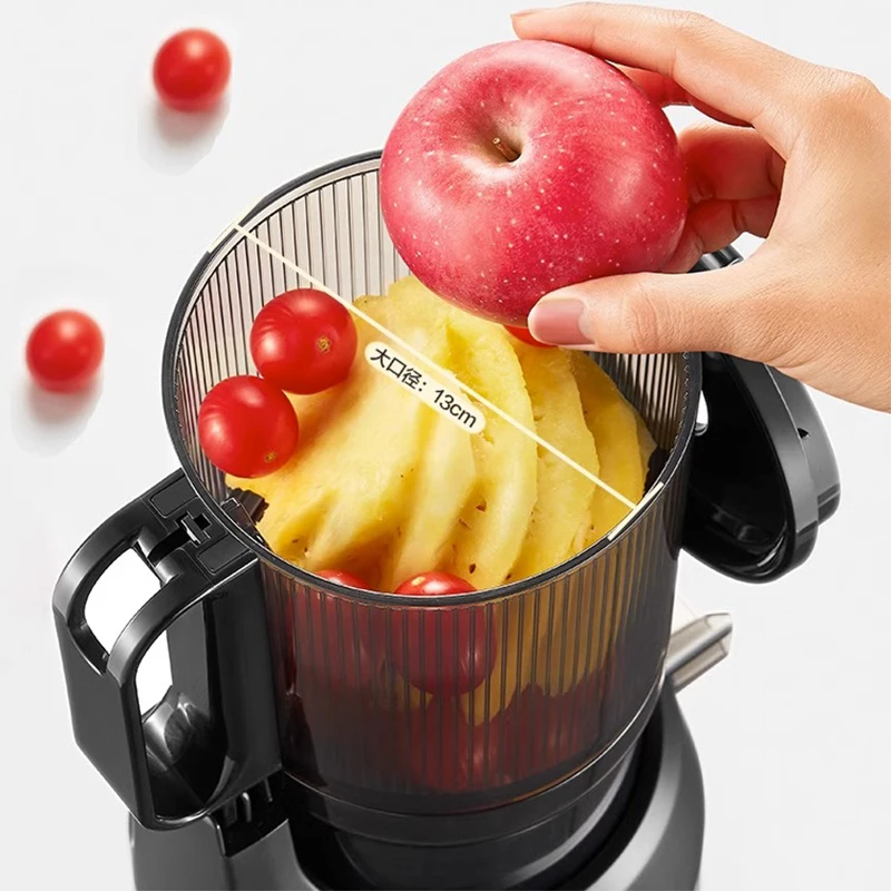 เครื่องคั้นน้ำผลไม้ขนาดลำกล้องขนาดใหญ่เครื่องคั้นน้ำผลไม้ไฟฟ้าอเนกประสงค์สำหรับใช้ในครัวเรือนความเร็วต่ำสำหรับผักผลไม้เพื่อการค้า