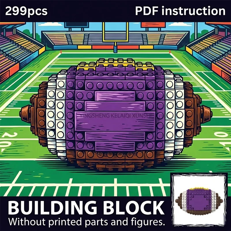

Набор для сборки спортивного мяча своими руками: регби, футбол, баскетбол. Подарок для фанатов спорта. Конструктор из строительных блоков.