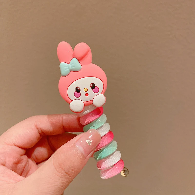 Baby Hair Accessories Cartoon Telephone Line Hair Loop High Horsetail Head Rope Colorful Elastic Bands Flower Girls Headdress