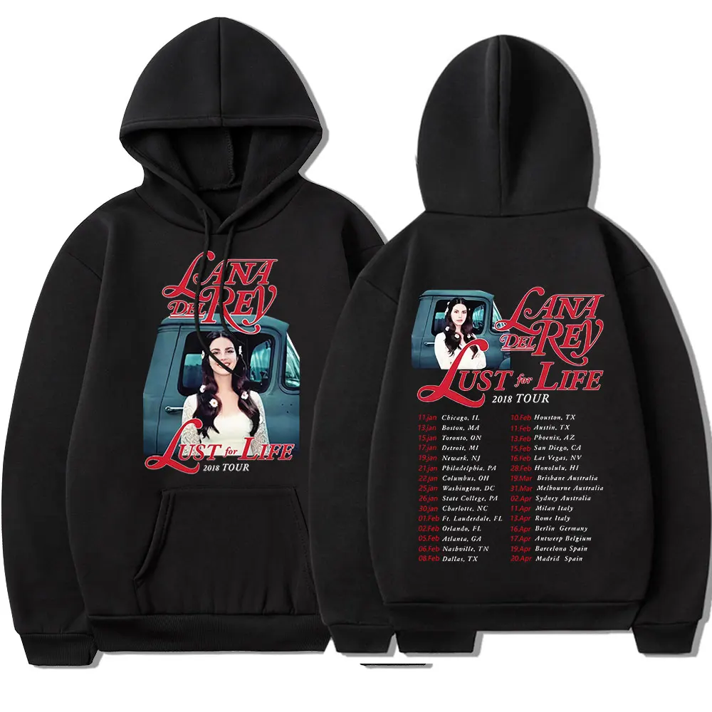 Singer Lana Del Rey Vintage Unisex Hoodieu Lust for Life Tour Music Album Men Women Hooded Sweatshirts Male Streetwear Pullover