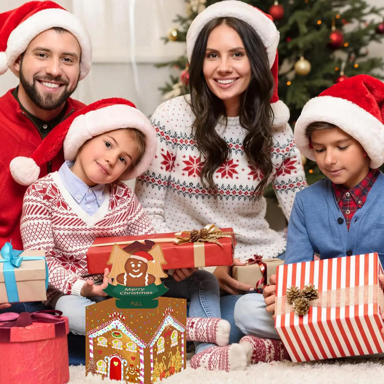 Tirelire de noël pour espèces Pop, boîtes de traction d'argent de noël, banques de billets de banque amusantes pour Festival, carnaval, fête d'anniversaire en famille