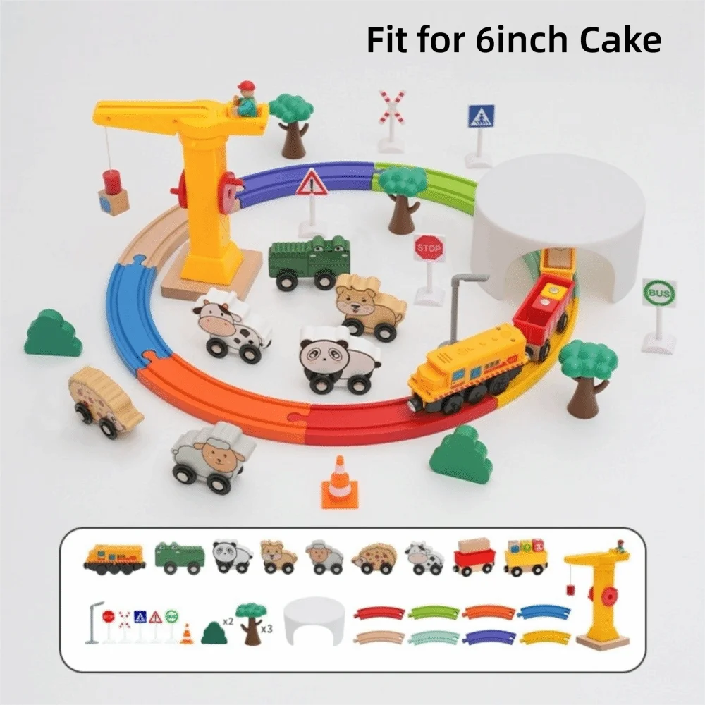 Juego de Vías de Tren de Madera con Efectos de Luz y Sonido, Reutilizable, Fácil de Montar, Juego de Tren Eléctrico, Juguete Educativo, Kit de Vías de Tren para Armar