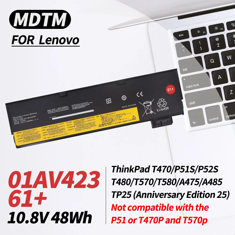 SB10K97580 01AV422 01AV423 Laptop Battery for Lenovo ThinkPad A475 A485 T470 T570 T480 T580 P51S P52S 01AV424 01AV452 01AV490