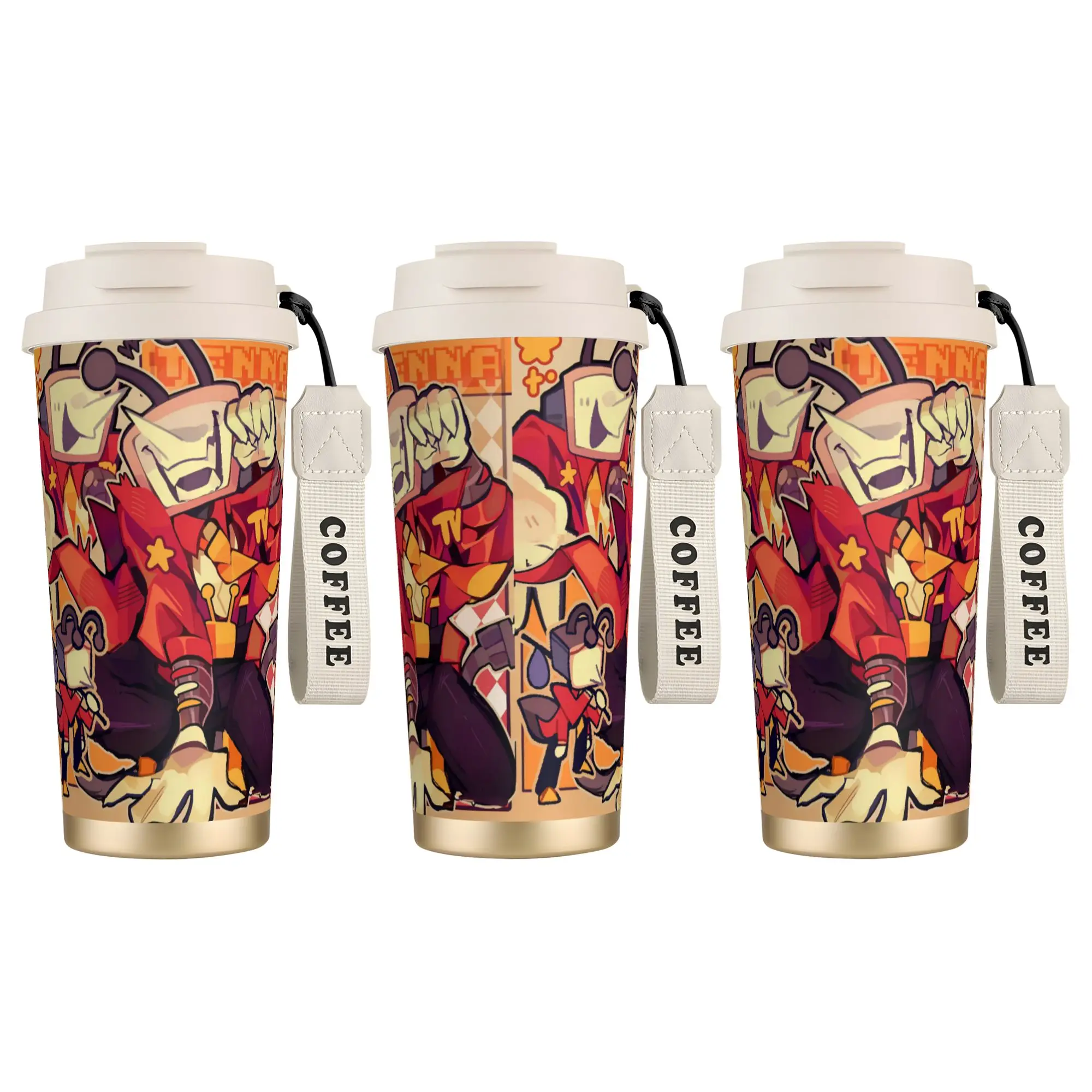 

Термокружка из нержавеющей стали Deltarune 3 Tenna «Время для ТВ» с трубочкой, для путешествий, для горячих напитков, кофе, воды