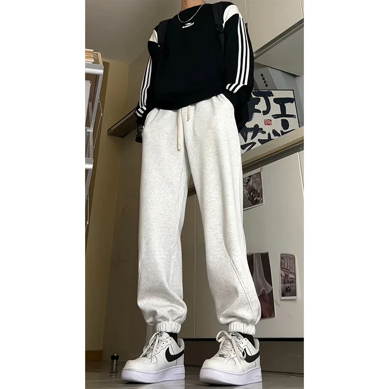 

Spring Autumn Casual Fashion Men Warm Streetwear Straight Pants Outdoor Sweatpants High Waist Joggers Sport Pure Cotton Trousers