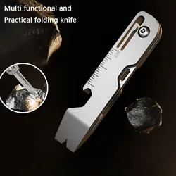 Portable Titanium Alloy Multifunctional Knife Keychain Mini EDC Unboxing Quick Release Tool Bottle Opener Small Pry Bar