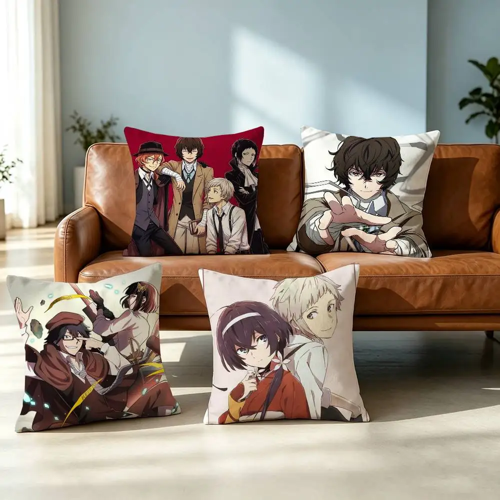 Bungo S-Stray D-Dogs Anime Square Double-Sided printed Pillow Case Bedroom Bedside Pillow Sofa Cushion Cover Gift