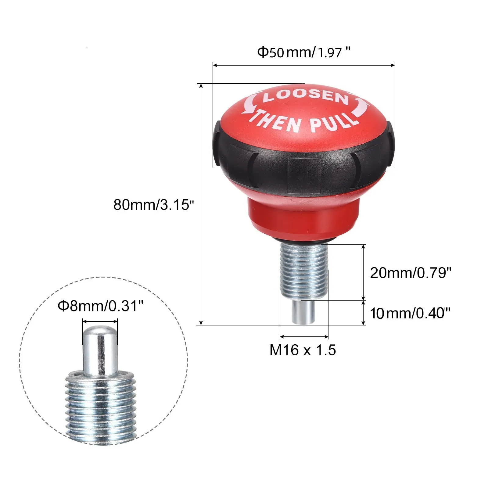 M18 M16 Gym Screws Equipment Accessory Spherical Rotating Detent Spring Knob Pull Release Dynamic Spinning Bike Ball End Pin