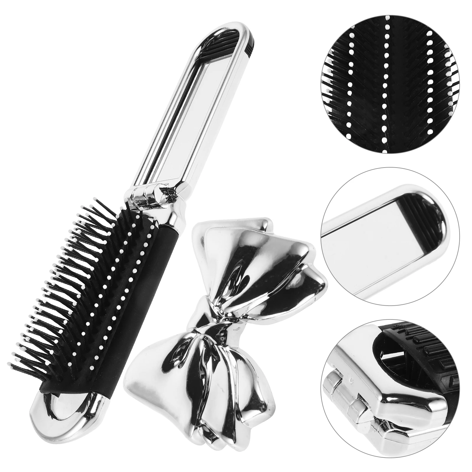 

Comb Foldable Travel Hair Brush Mirror Paddle Detachable Lightweight Portable Small Smooth Use Stylish Look Hair