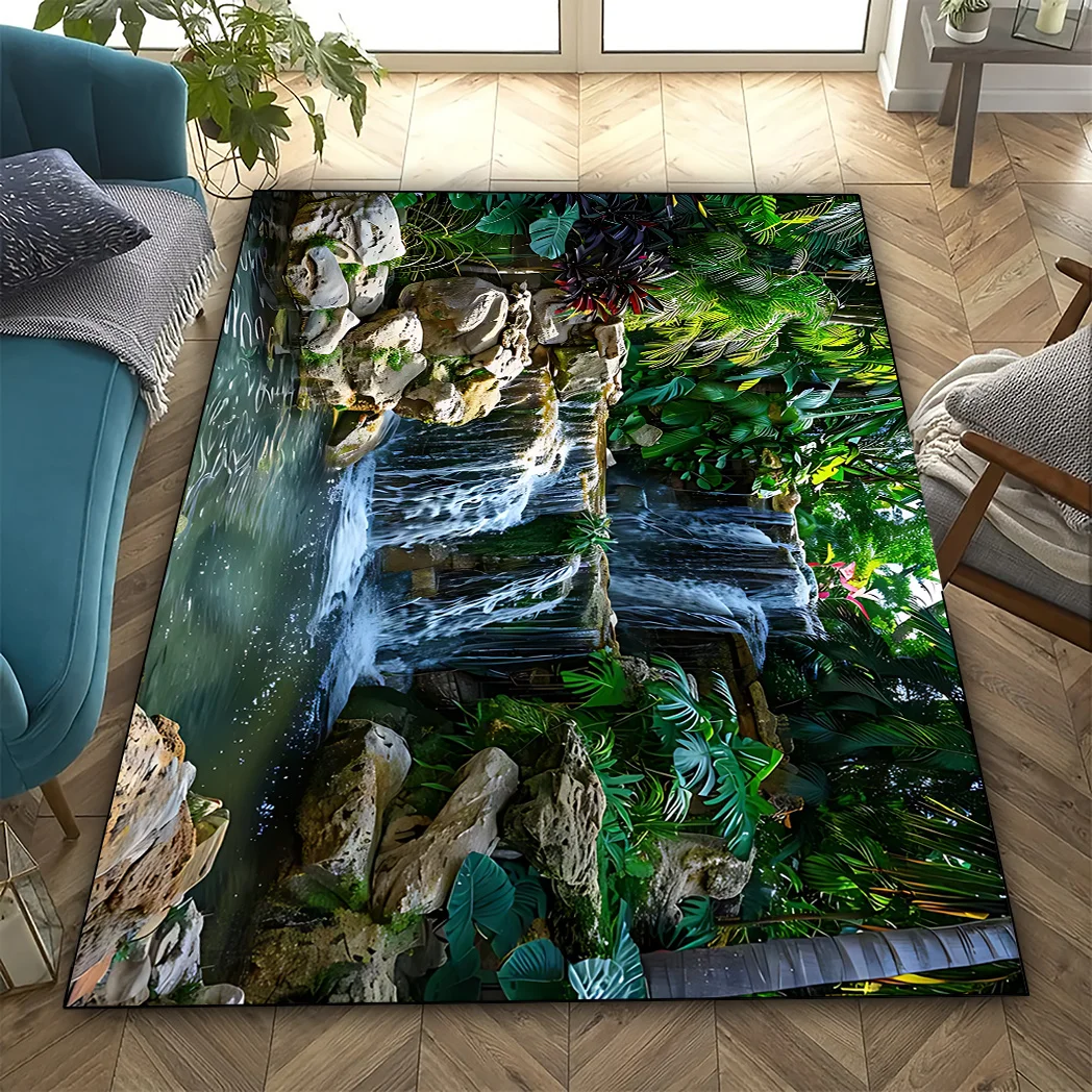 

Nature Inspired Waterfall Rug for Relaxation Indoor Outdoor Use Tropical Plant Design naturerug relaxation