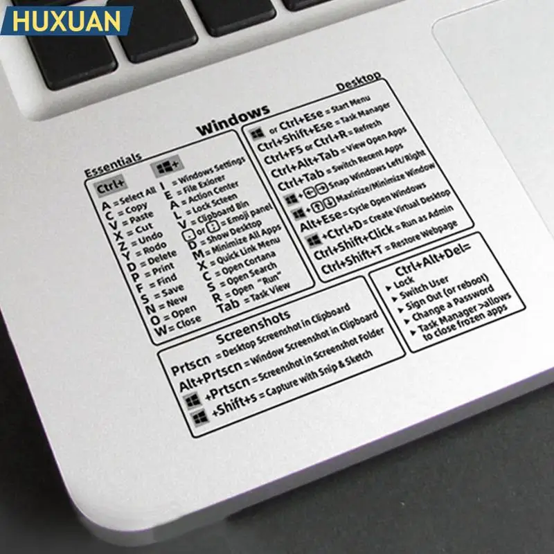 Stiker Transparan Perekat untuk Desktop Laptop untuk Macbook Pintasan Windows PC Komputer Referensi Keyboard Stiker Pintasan