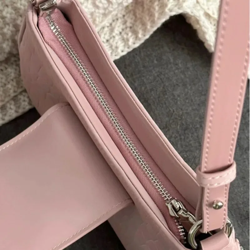 Bolso de hombro de PU para mujer, bolsa cruzada rosa, a la moda, 2023