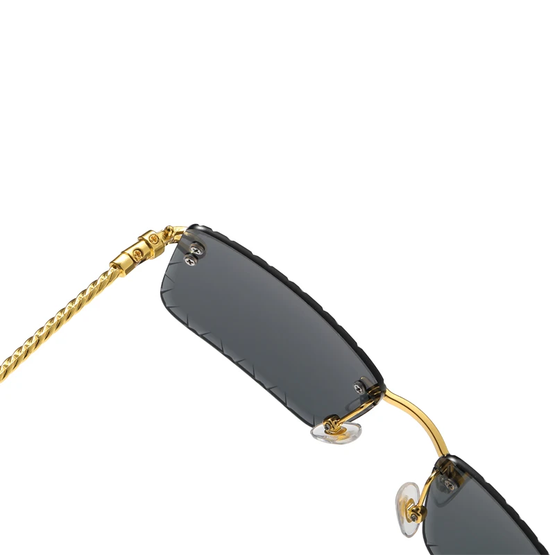 Rimless cutaway square rimmed sunglasses Metal twist mirror legs glasses Summer color street shot sunglasses image 6