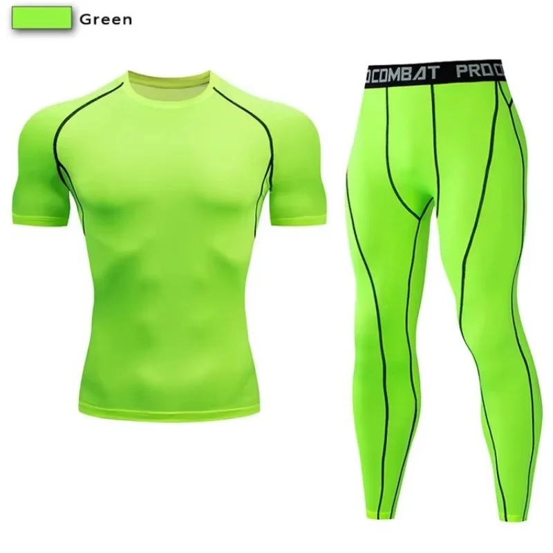 2pcs Men's Compression Sportswear Suit Elastic Training Yoga Sets Workout Joggi… - Image 2