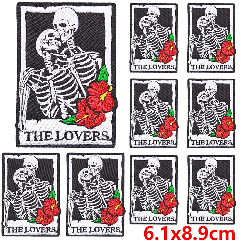 10 Stks/partij Groothandel Schedel Tarot Patch Op Patches Op Kleding Diy Geborduurde Patches Voor Kleding Smeltbaar/Naaien Applique