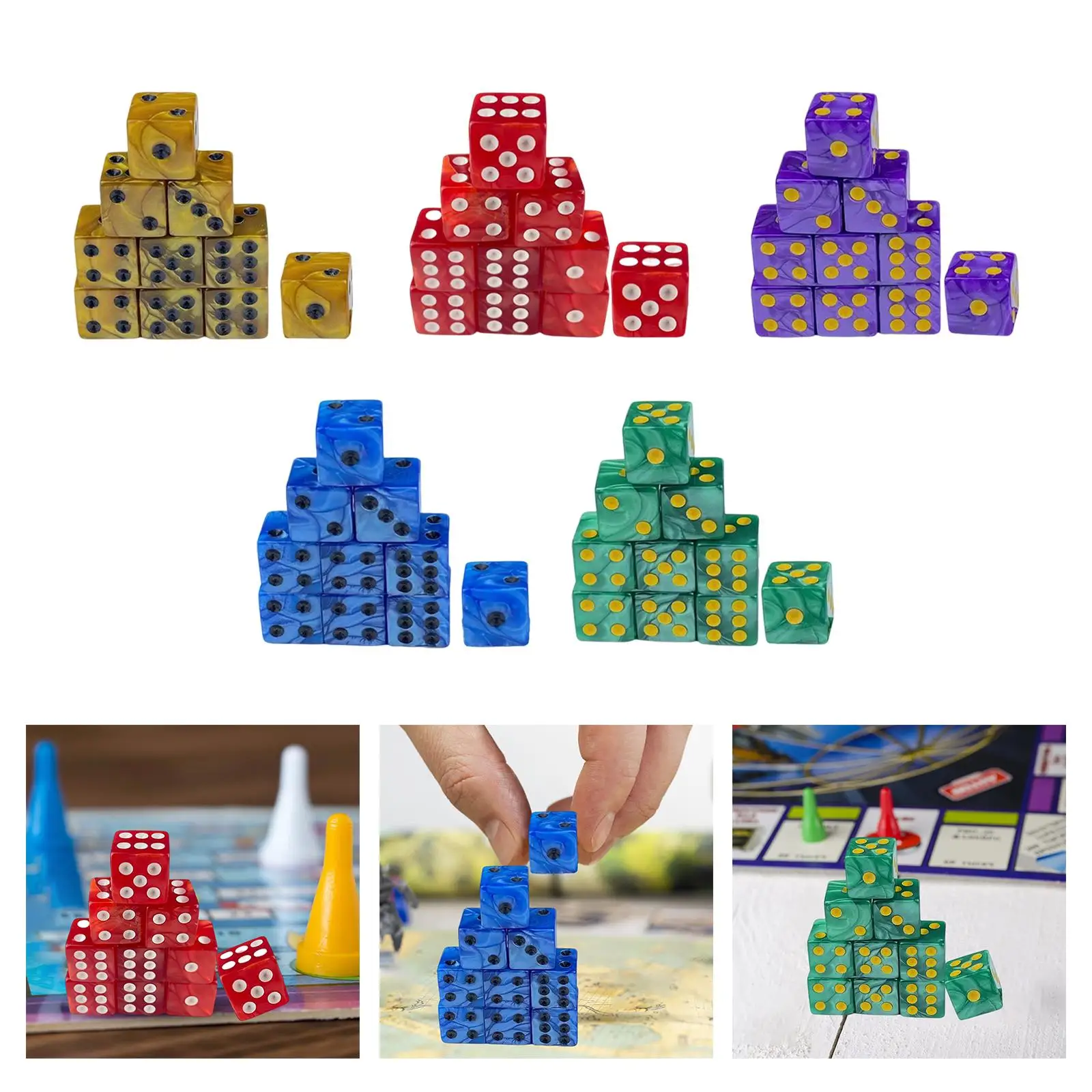 

10Pcs Acrylic Dice 0.6inch Role Playing, Game Dices, Round , Two Tone Colors Dice for Party Favors Math Teaching Role Play