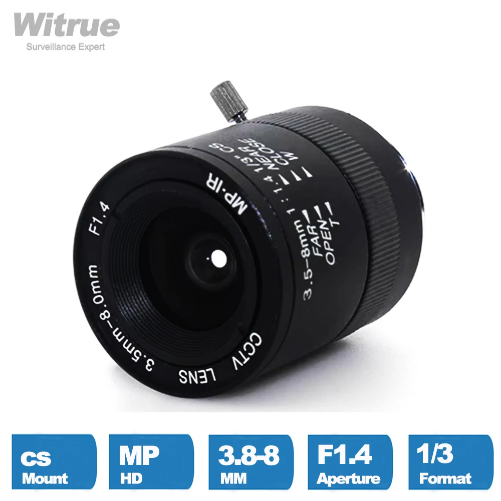 Witrue HD Megapixel CCTV Lens 3.5-8mm Varifocal Lenses CS Moun F1.4 1/3 For Security IP Camera CCD Camera