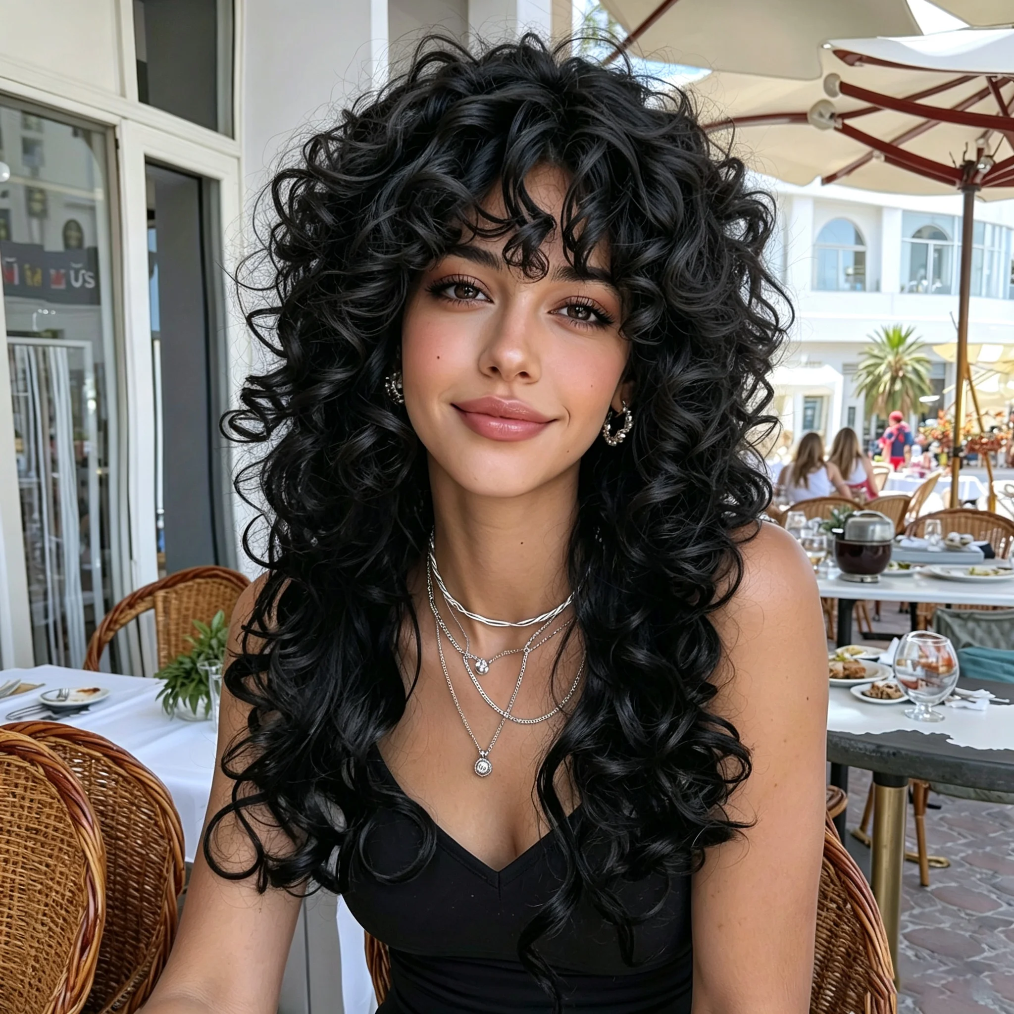 long black curly hair, small black curly wig, rose hair net, high temperature resistant hair, chemical fiber , daily holiday
