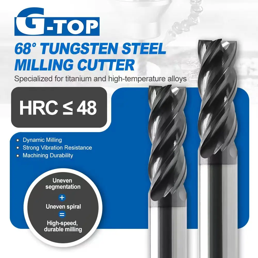 

Твердосплавные концевые фрезы с покрытием из сплава G-TOP, 4 канавки, металлические фрезы с ЧПУ, концевой фрезерный инструмент для станков с ЧПУ