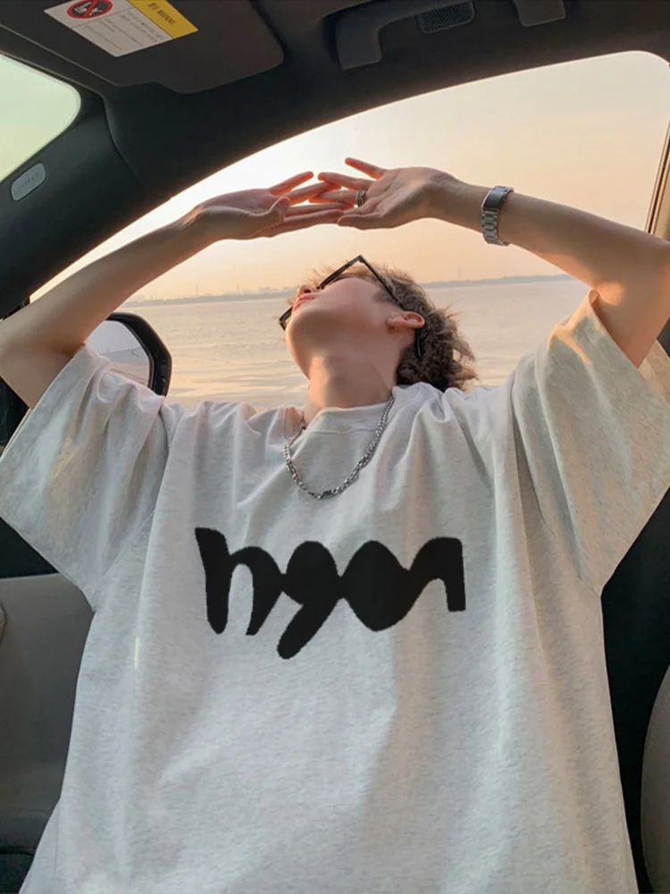 

Floral ey T-irt ort Sve Men Summer Trendy Brand American Retro Long Staple Cotton Small Collar Heavyweight f S...