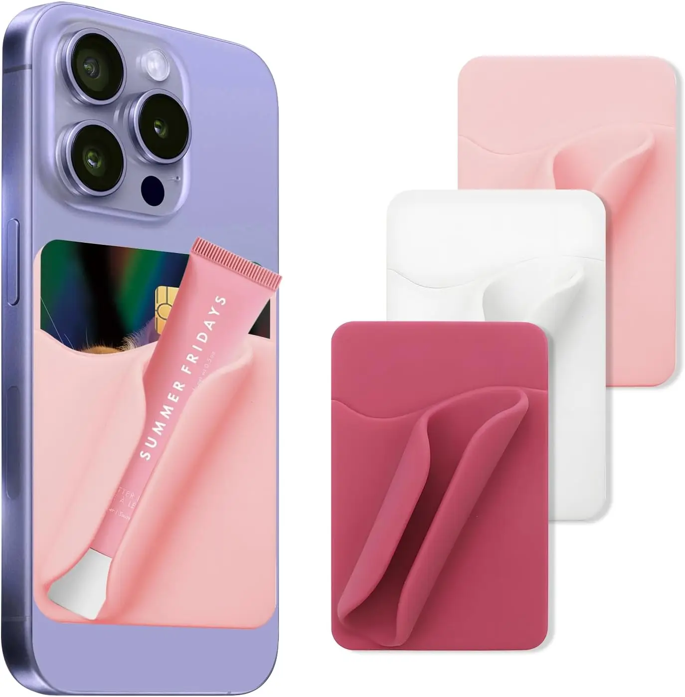 

Mobile Phone Case Lip Gloss Holder, 2 in 1 Silicone Adhesive Lipgloss Phone Case Card Holder Self-Adhesive Lip Holder