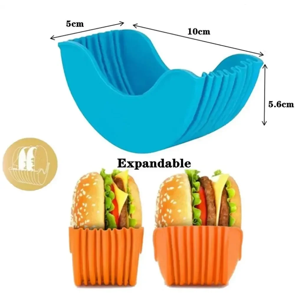 Contact-free Burger Food Fixed Clip Shell Sandwich Hamburger Silicone Rack Holder for Household Washable Kitchen Convenient Part