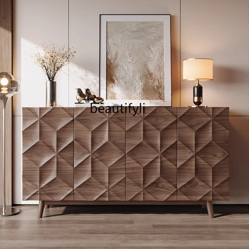 

All solid wood dining side cabinet, antique walnut partition cabinet, retro new Chinese living room storage cabinet